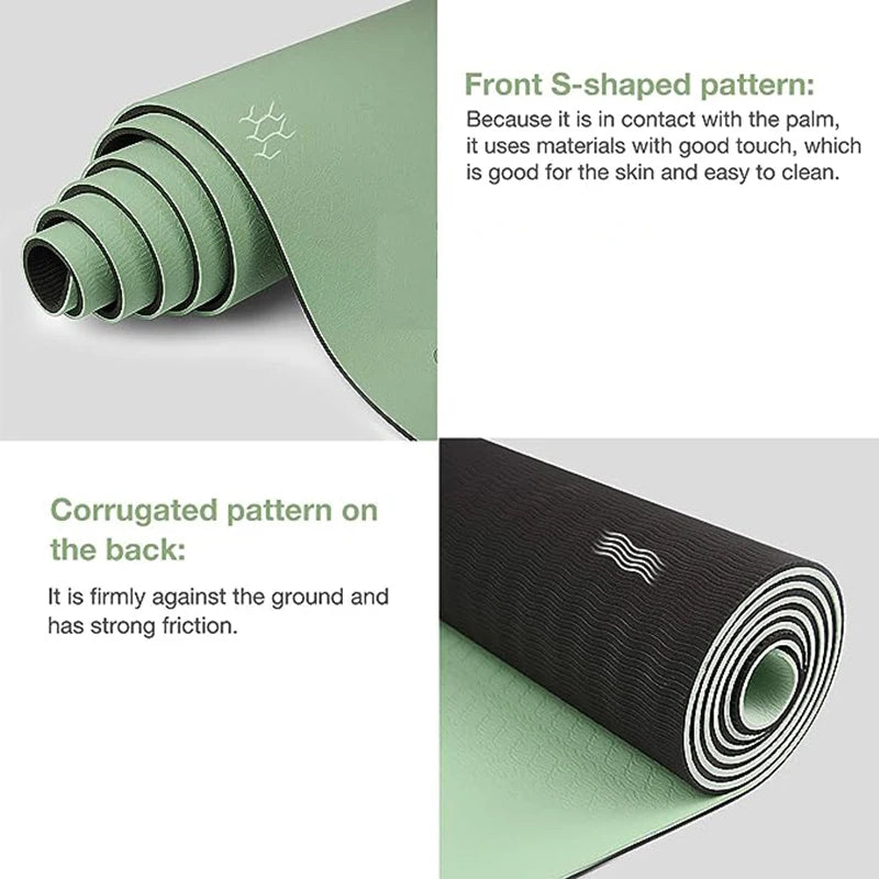 Thick Two-Color, Non-Slippery TPE Yoga Mat, High Quality Movement for Fitness Fitness in the Home of the Tasteless Pad180 * 57Cm Premium Two-Tone TPE Yoga Mat – Non-Slip & Extra Thick